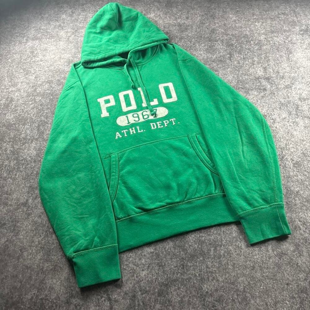Polo Ralph Lauren Men’s L Green 1967 Athletic Dept Spellout Pullover Hoodie